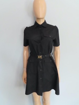 PRADA Black Cargo Belted  Mini Shirt Dress Size 36/US 0