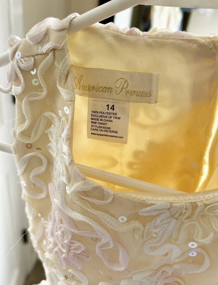 American Princess Girl’s Sleeveless Floral Print Party Dress Size 14 And Sweater - Image 4 of 4