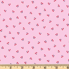 Cherry Patch Pink Ditzy Cherries Cotton Fabric Sale 5707 P Fabric by half yd