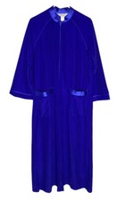 Vintage Women's Size M Robe Royal Blue Half Zip Loungewear Komar