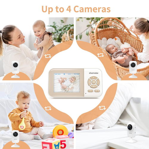 Cámara Monitor Video Bebé con Pantalla LCD de 2.8" Video y Audio Sin Brillo Visio Nocturno - Imagen 7 de 12