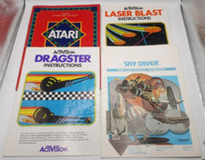 Lot 4 Authentic Atari Manuals- 1982 Catalog, Sky Diver, Dragster, Laser Blast