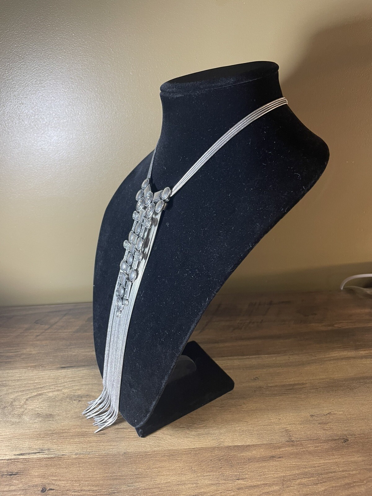 Chicos Silver Statement Necklace Long Snake Chain… - image 2