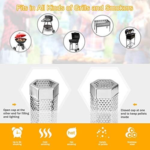 Pellet Smoker Tube, 2er Pack 12'' Edelstahl BBQ Holzpellet Tube Smoker, für - Bild 10 von 12