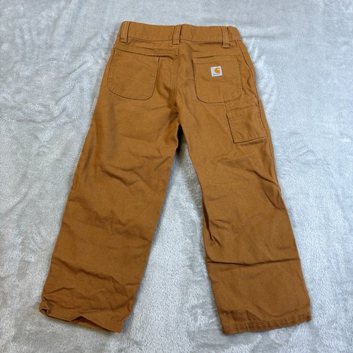 Carhartt Pants Boys Toddler 4T Brown Carpenter Utility Workwear Duck Canvas - Picture 2 of 10