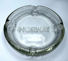 Rare Vintage SS Norway/SS France Glass Cigar Ashtray Large 8”