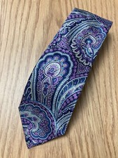The Mens Store Bloomingdale's Men's NAVY/PURPLE PAISLEY SILK TIE T2