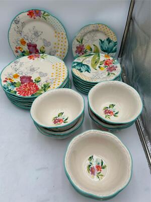 PIONEER WOMAN BLOOMING BOUQUET DINNER SALAD PLATES CEREAL/ SOUP  BOWLS