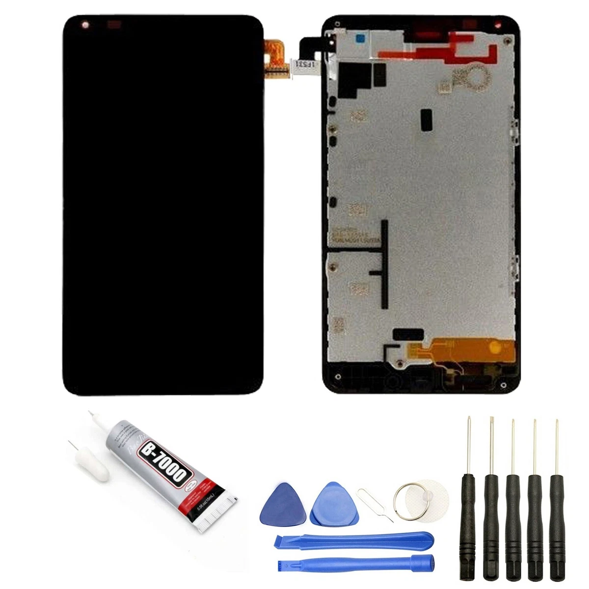 Kit De Réparation écran Pour Nokia Lumia 640XL - Vitre Tactile + écran LCD Montés Sur Châssis, Noir, Avec Outils Et Colle