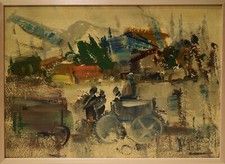 DIPINTO Gemalt OLIO su COMPENSATO Alvaro DANTI 1970 50x35 con AUTENTICA