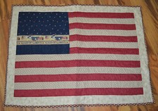Handmade American Flag Quilted Wall Hanging Patriotic Liberty Red Blue