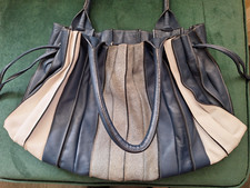 lupo leather navy, grey, cream Pleated leather bag. Excellent condition 