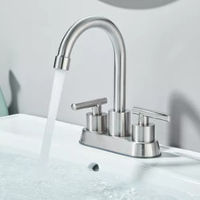 Brushed Kitchen Nickel Bathroom Sink Faucet 3Hole 4in Centerset Vanity Mixer