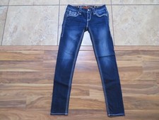Rock Revival Axteen Skinny Jean Dark Wash Fleur Di Lis 26 Measured 28x30