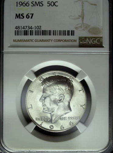 1966 NGC MS 67 SMS Brilliant Uncirculated Kennedy Silver Half Dollar ☆☆ 102