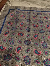 Sarah Coventry Scarf Gray Blue Pink 29x29 Vintage Estate