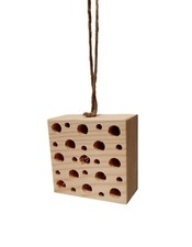 x1 Casetta Insetti Quadrata in Legno di Faggio da Interno 8x8x4cm (3,15x3,15x1,57in) Scatola Mangiatoia