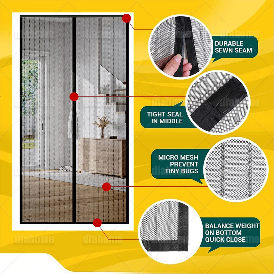 Pantalla Magnética Puerta Malla Cortina Duradera Resistente Mosquitera Insecto Manos Libres Foto 4 de 4