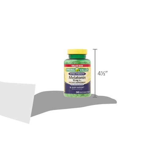 Spring Valley Extra Strength Melatonin Tablets Dietary Supplement, 10 mg, 240 Ct - Picture 8 of 10