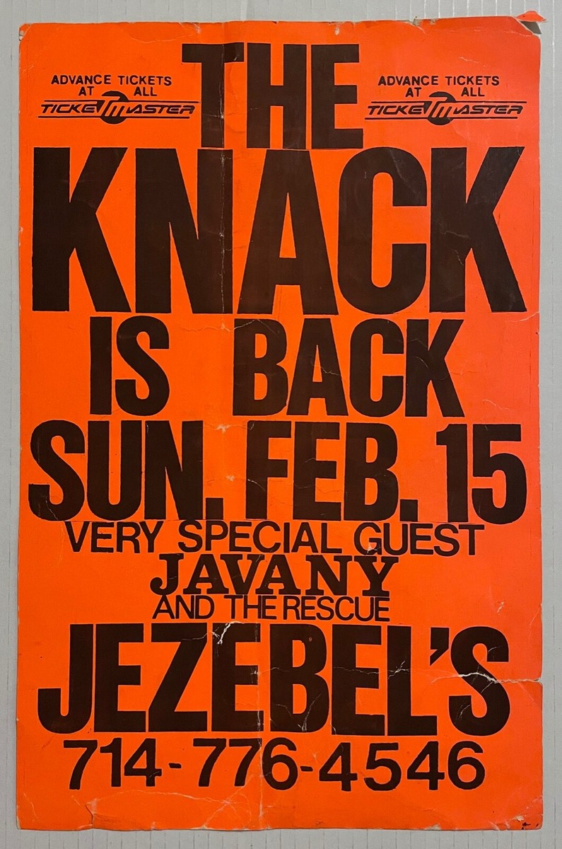 THE KNACK Is Back Jezebel's Anaheim 1981 US CONCERT POSTER POWER