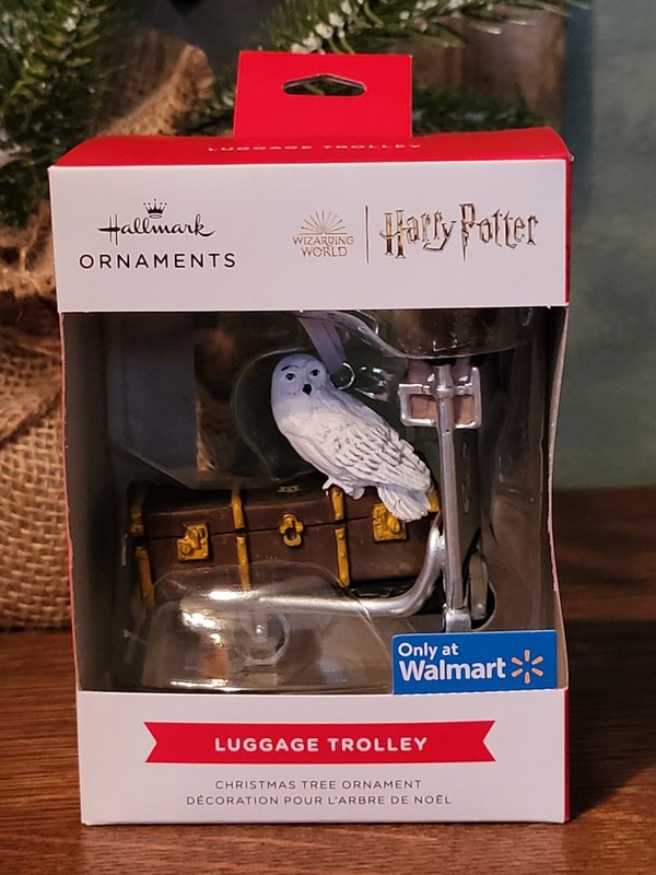 Hallmark Ornament  Red Box  ~  LUGGAGE TROLLEY    HARRY POTTER