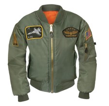 Rothco Kids Flight Jacket With Patches - Sage Green