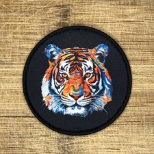 Tiger Iron-On Patch Wild Animal Design for Jackets Backpacks 3 Inches