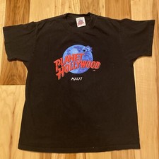 Vintage 1990s PLANET HOLLYWOOD Maui T-Shirt Made in USA Heavyweight Black Medium