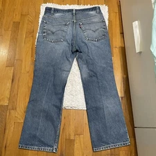 Vintage Levi's 517 Boot Cut Mens 38x30 Blue Denim Jeans Light Wash No Stretch