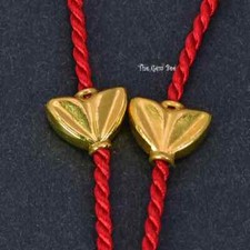 6.5mmx5mm 18k Solid Yellow Gold Fancy Leaf Spacer Findings Beads PAIR