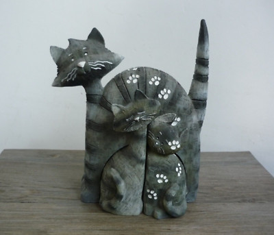 Farmyard Fun Artforum Large Tabitha Med Tiggy Cuddles Trio Cat Ornament Figur