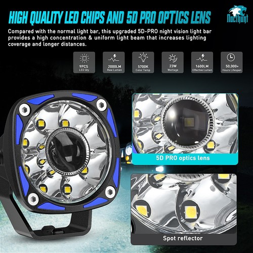 Nilight LED Light Pods 2PCS 3 Inch 9LED Round LED Offroad Driving Lights - Picture 3 of 9