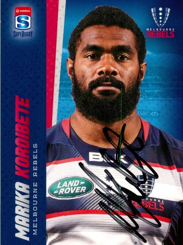 Signed 2017 Melbourne Rebels Rugby Union Card - Marika Koroibete - Picture 1 of 3