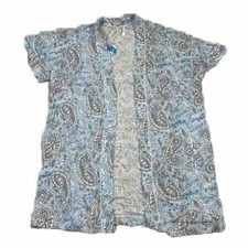 Cupshe blue paisley print open front beach kimono short sleeve size M NWT