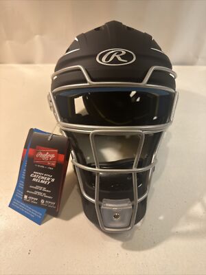 Rawlings Matte Black & G Hockey-Style Catchers Helmet 7 1/8 - 7 1