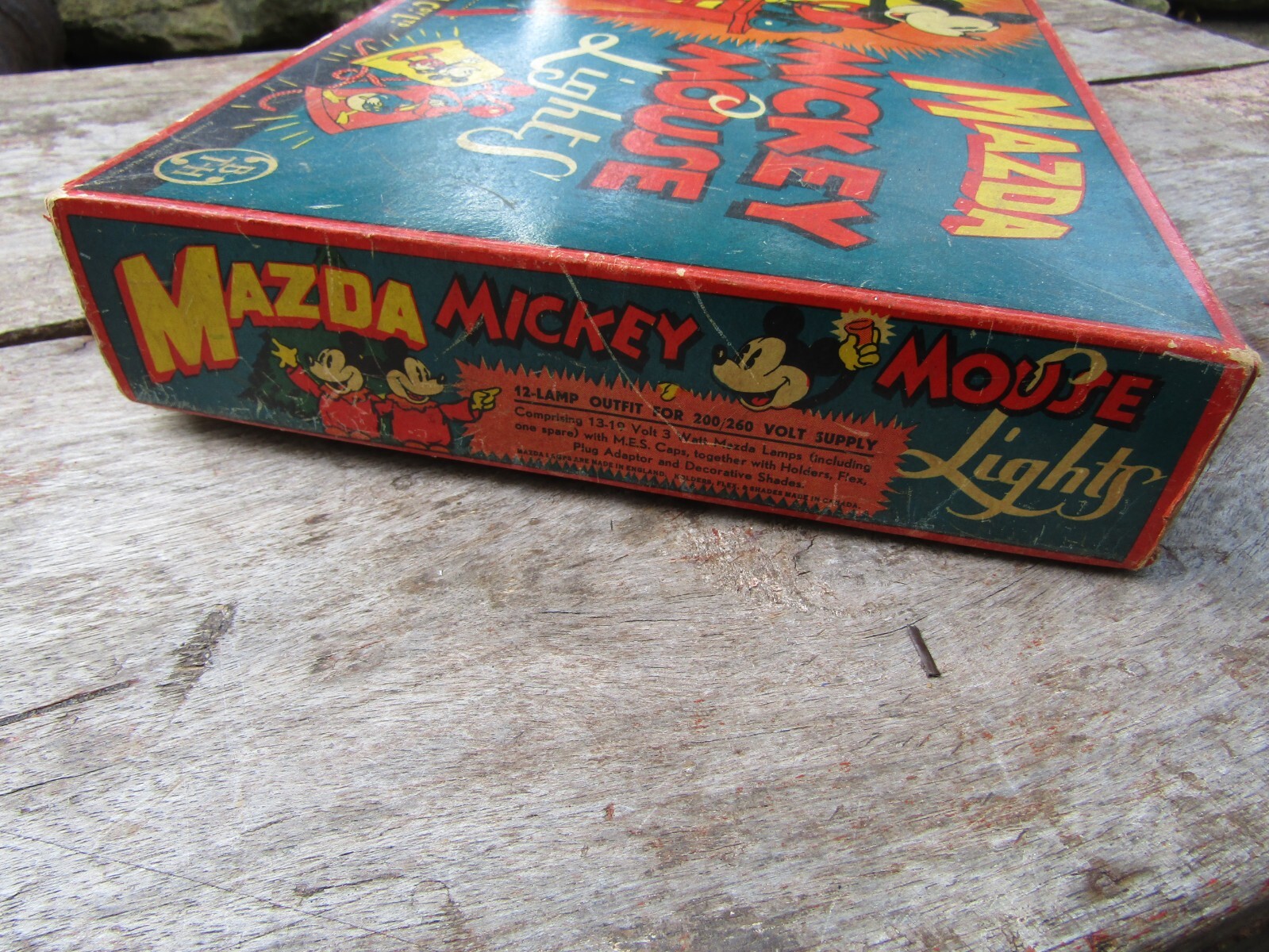 Vintage Mazda Disney Mickey Mouse Christmas Tree Lights Original Boxed