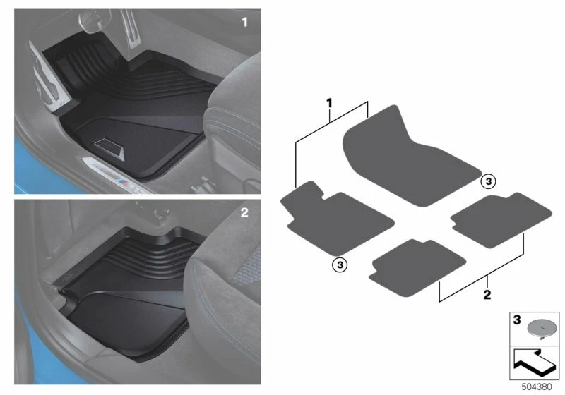 Brand New Genuine BMW 1 Series F40 Front and Rear Rubber Mats
