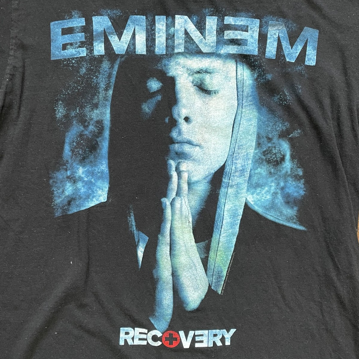 Retro 2011 Eminem Recovery Praying Hands Small Black Tultex Crew