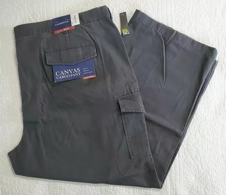 NEW Men's Croft & Barrow Big & Tall Canvas Cargo Pants Kohls Gray 48x30  50x29