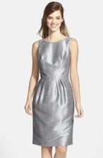 NWT Alfred Sung Boatneck Sheath Dress Bow Open Back Size 10 Bridesmaid Bridal