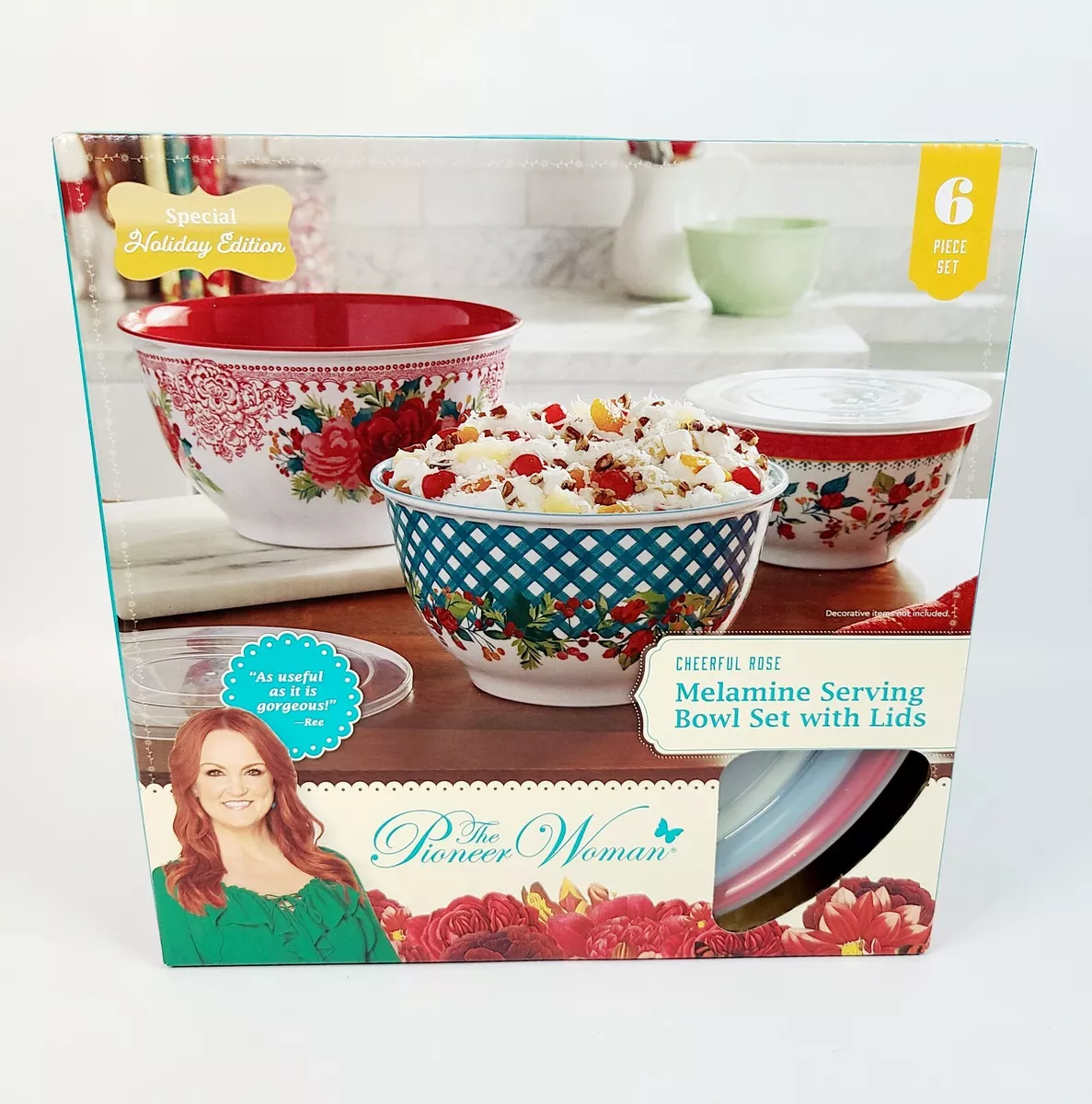 The Pioneer Woman Melamine Mixing Bowl Sets with Lids (Cheerful Rose)