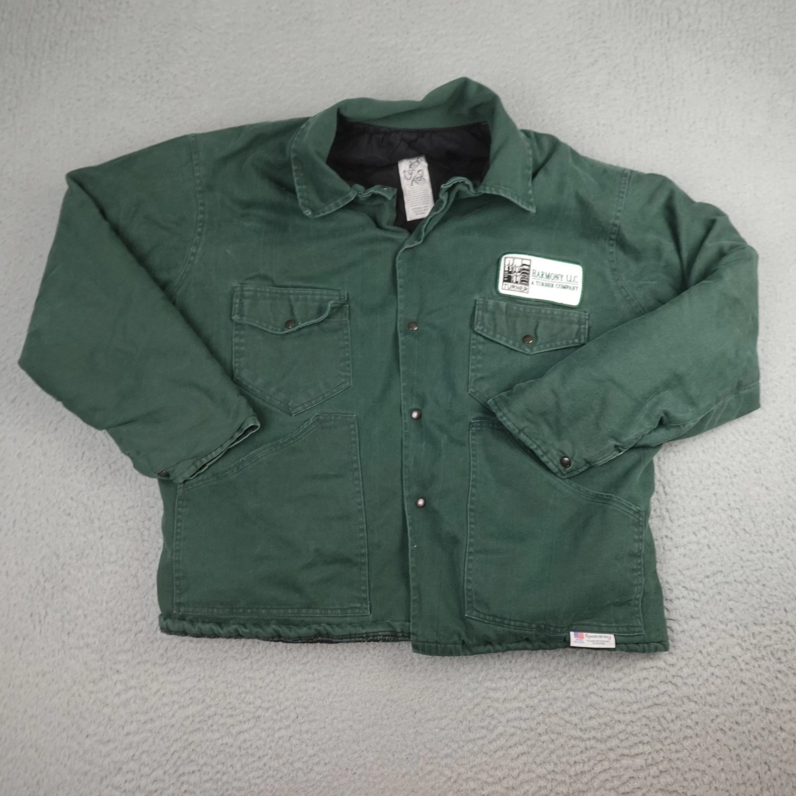 Spedmill Jacket Mens 2XL Green Quilted Lined Snap Front USA Flame Resistant Work