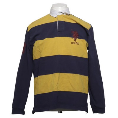 U.S. Polo Assn., Rugby Shirt, Größe: M, Blau/Gelb/Weiß, Streifen, Herren #Ege