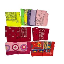 Lot Of 10 Bandana Cotton Bedazzled Southwestern Geometric 80s Western Wrap Scarf