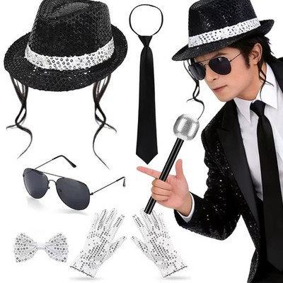 Jahre Disco Bühne Performance Set Michael Jackson Cosplay Bow Tie Handschuhe Cap