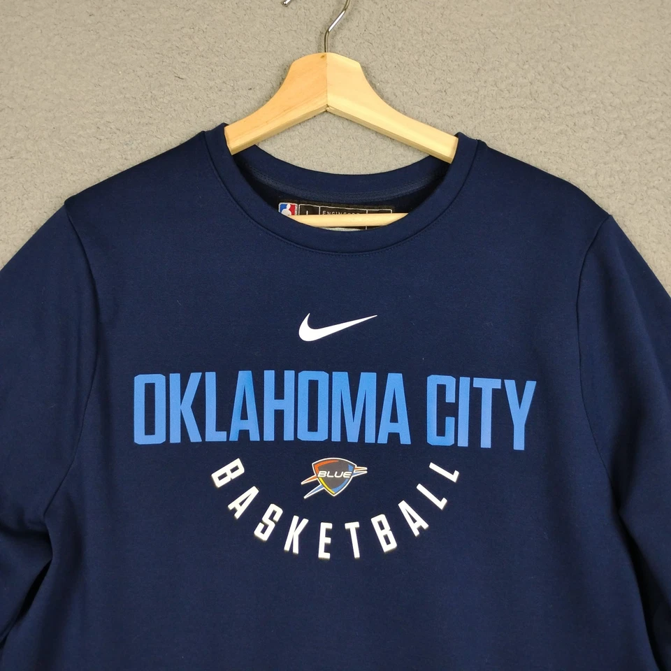 Nike Sweatshirt Men L Blue OKC Thunder Basketball Pullover NBA Pockets 865235419 - Image 3 of 4