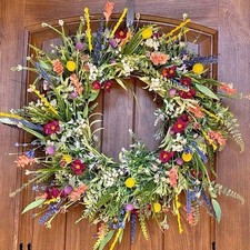 Spring Summer Wreath Green Leaf Flower Garland for Wall Front Door Party Decor *