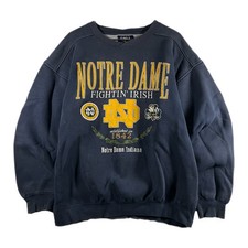 Vintage Galt Crew Men Notre Dame Heavyweight Graphic Pullover Sweatshirt Large