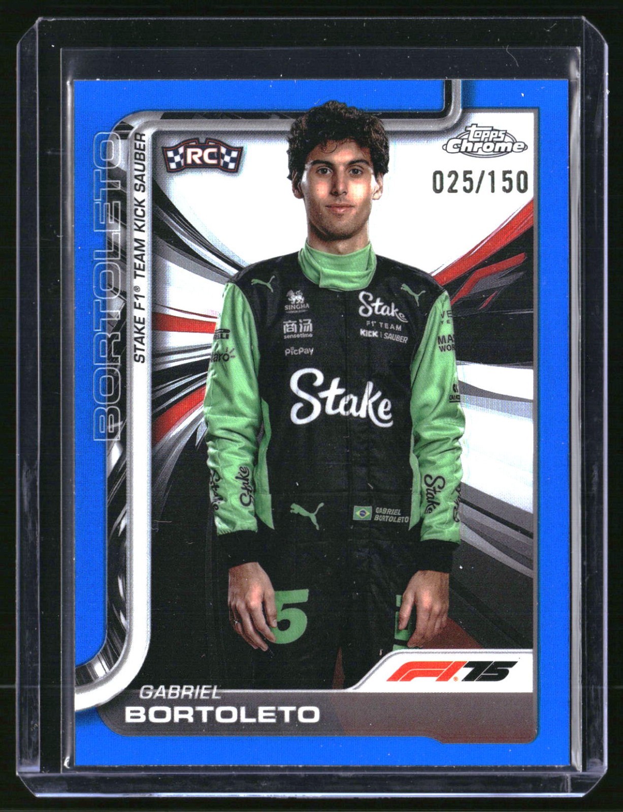 2025 Topps Chrome F1 Gabriel Bortoleto RC Portrait Blue Refractor 025/150 #20