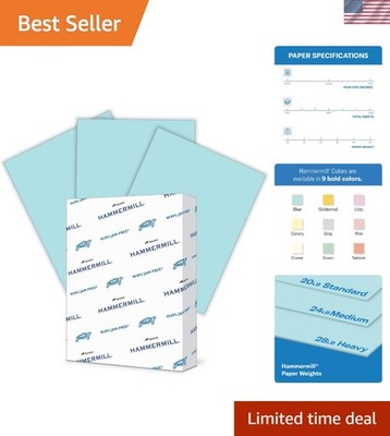 Dependable 20 lb Blue Colored Paper   500 Sheets, 8.5 x 11 - Sustainable Quality
